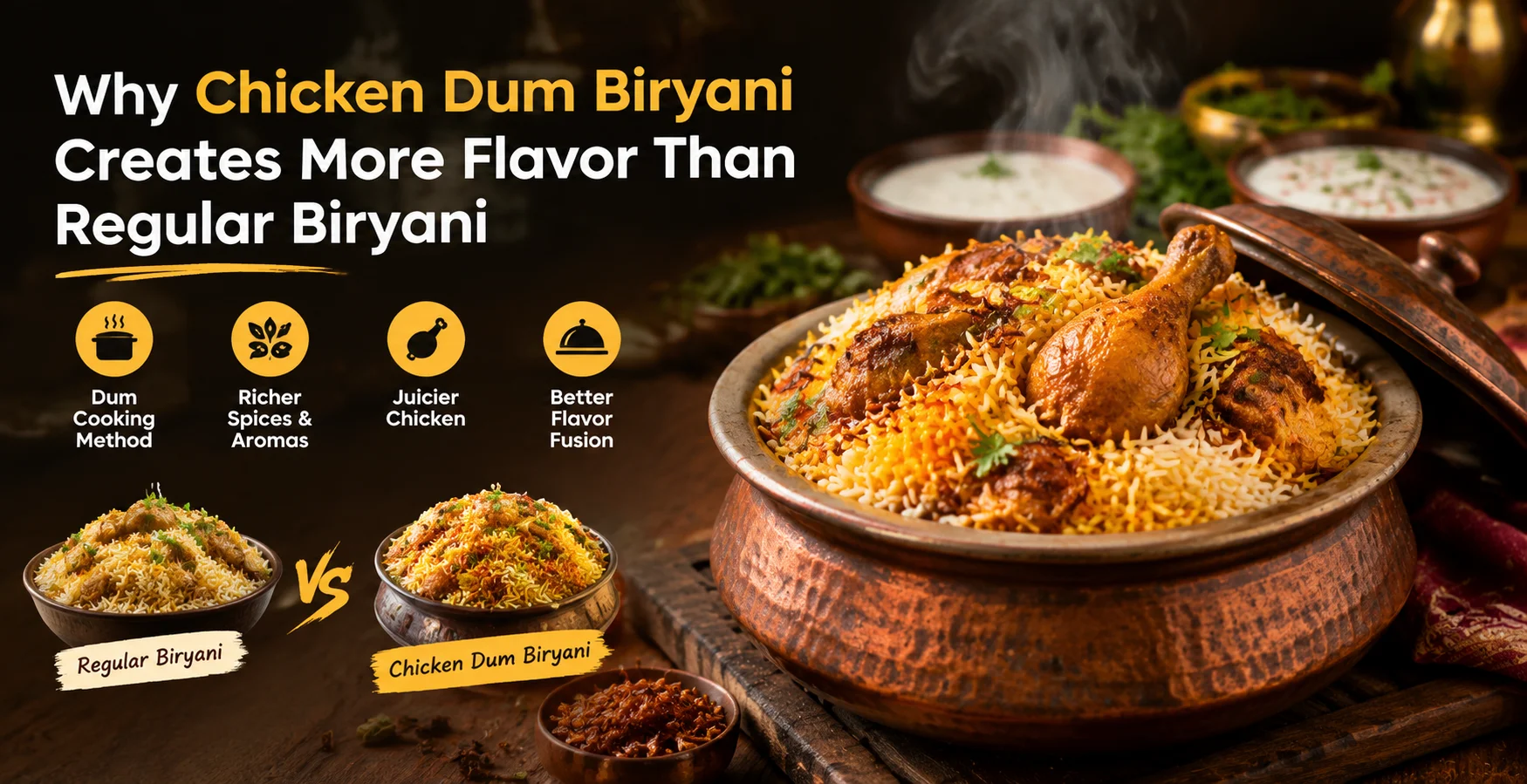Why Chicken Dum Biryani Creates More Flavor Than Regular Biryani
